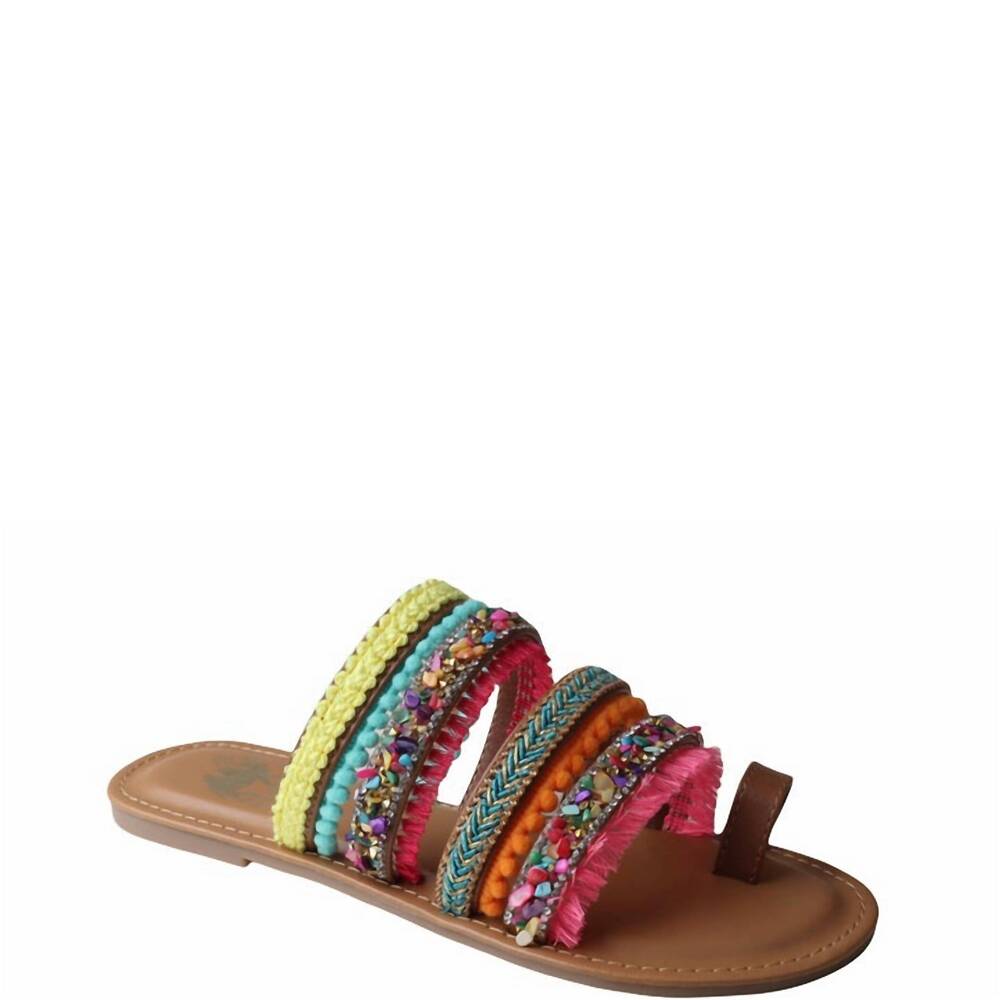NEW CAMEL THREADS women's boho flat sandals in camel